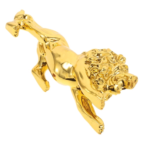 KHBUAB Vintage Golden Resin Lion Figurine Statue for Home Decor, Desk Display, Collectible Animal Sculpture