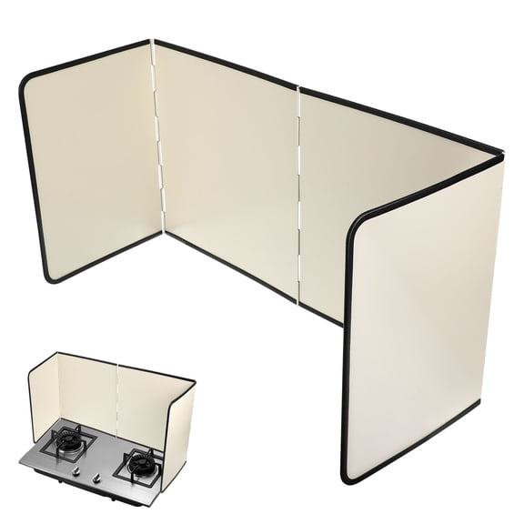 YSNOOWE Galvanized Steel Oil Splash Guard Beige, 1 Set Kitchen Sink Protector for Easy Cleaning and Oil Spill Prevention