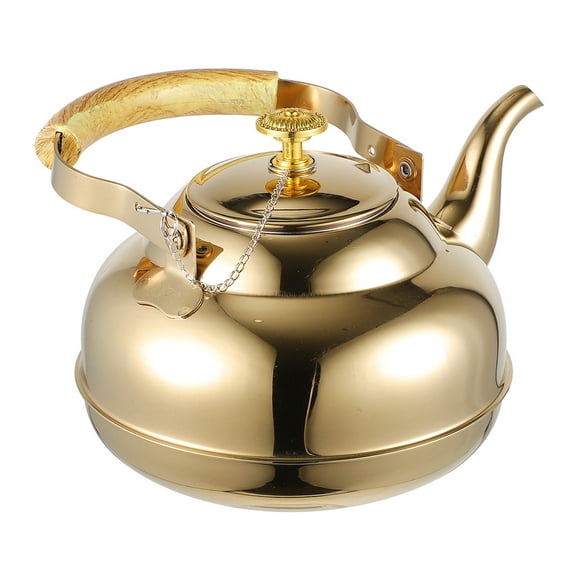 unbranded Stovetop Tea Kettle With Infuser Stainless Steelhot Water Pot 1.5 L Wood Handle Lid With Chian Small Fast To Boil Base For Gas Induction Electric Stovetops