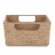 HEALEEP Natural Material Kitchen Storage Basket Set, Rectangular Bread Basket 13x9x4 Inches for Countertop Organization