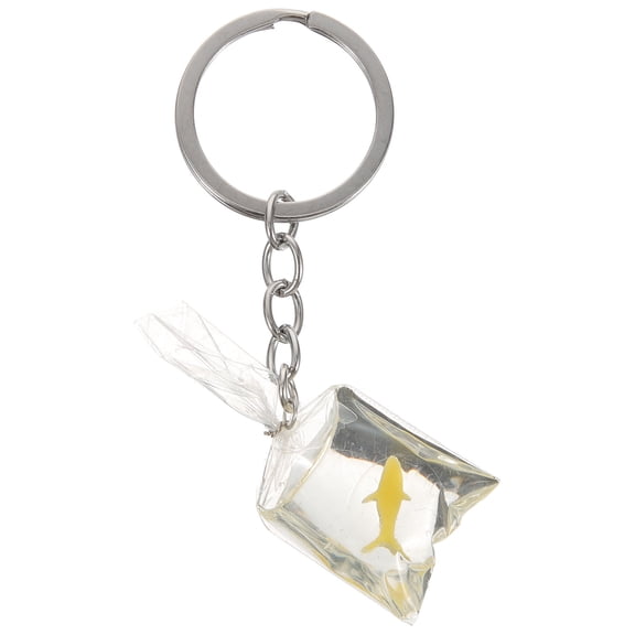 Cute Fish in a Bag Key Ring Multi Color Stainless Steel Decoration Accessories 3 5 Inch