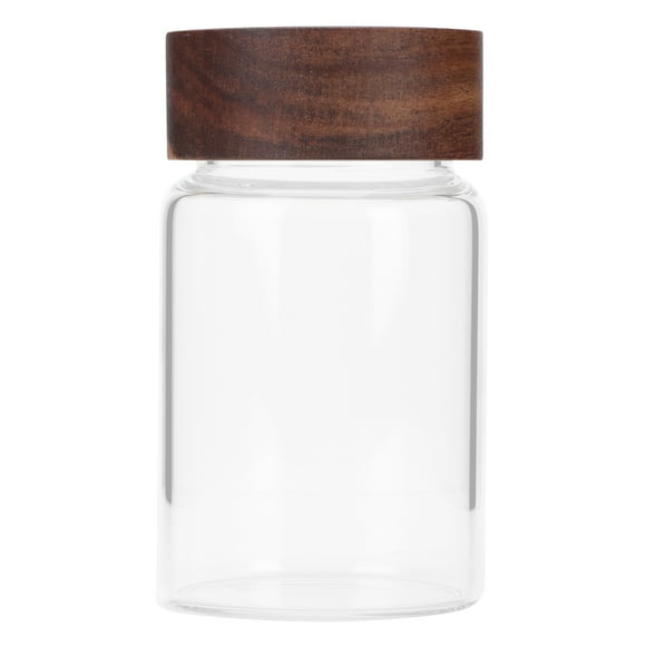 unbranded  Sugar Jar Coffee Jars Glass Bottle with Wooden Lid Transparent Storage Can