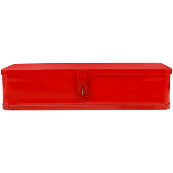 OUNONA Heavy Duty Red Metal Toolbox Thickened Iron Tool Storage Box for Professionals and Enthusiasts