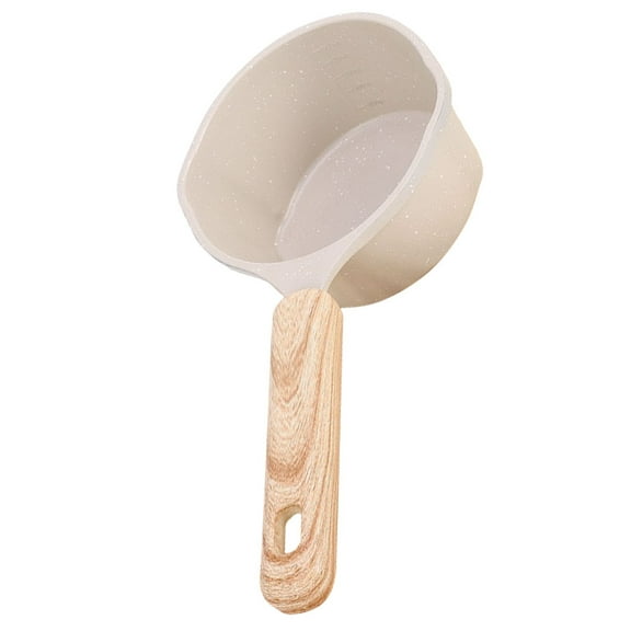 Moluckfu Milk Warmer Pot Nonstick Pot White Wooden 1Pack