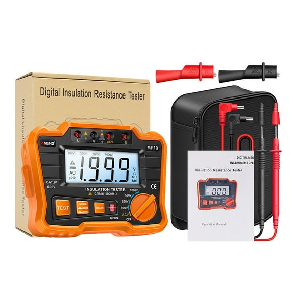 Masteelf Insulation Resistance Tester with LCD Display for Home Use ABS Rubber Orange