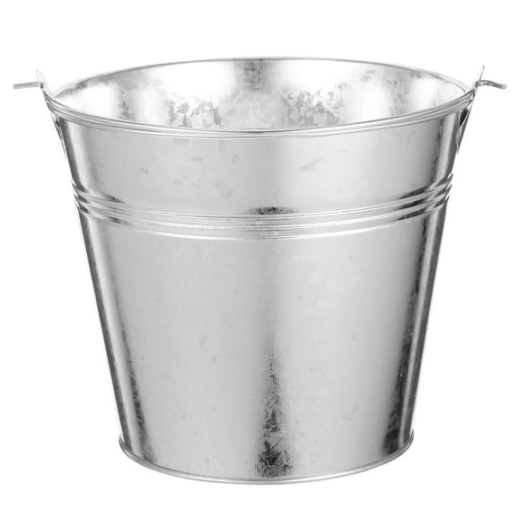 FONDOTIN Rustic Small Iron Bucket with Handle, Galvanized Metal Flower Planter for Party and Home Decor