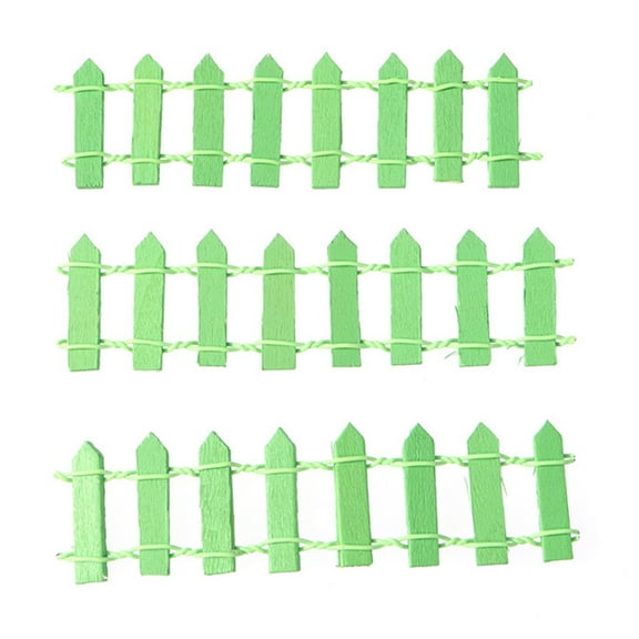 unbranded Tiny House Fairy Garden Kit Miniature Fence 10.00X3.00X0.20CM Green