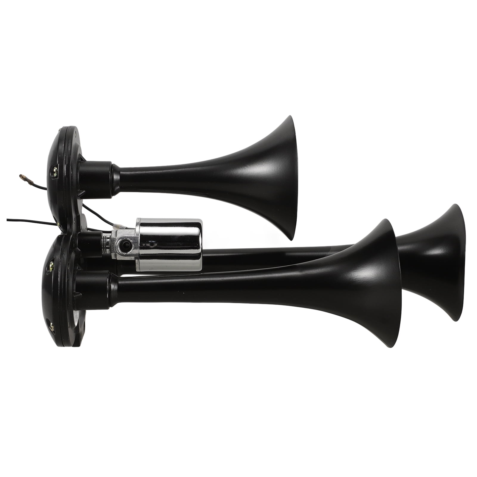 Hytrove Triple Trumpets Train Horn Air Horn Kit Black Zinc Alloy Loud Sound for Trucks Cars 12V 24V