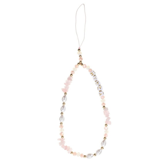 OFFIGAM Chic Anti-Lost Phone Chain in Pink with Pearls and Gravel for Decor