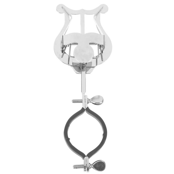 unbranded  Trumpet Lyre and Flip Folder Music Clip on Mic Stand Horn Flute Silver