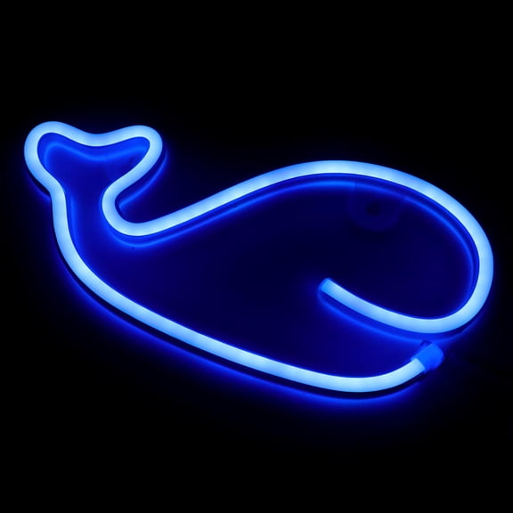 unbranded USB Bulb Neon Lights Whale Shape Child 35x20cm Blue