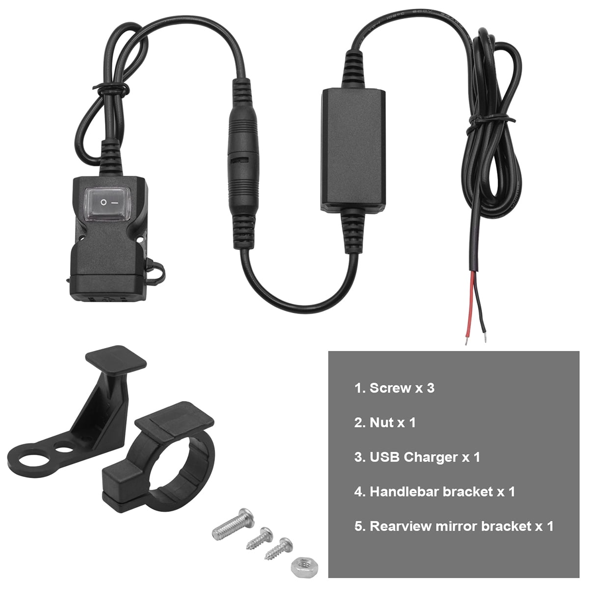unbranded USB Motorcycle Charger Handlebar Rear Mirror Waterproof Dual Ports 3.1A Fast Charging Power Socket Adaptor with for Motorcycle Tricycle ATV Scooter and Other Vehicles (Black)