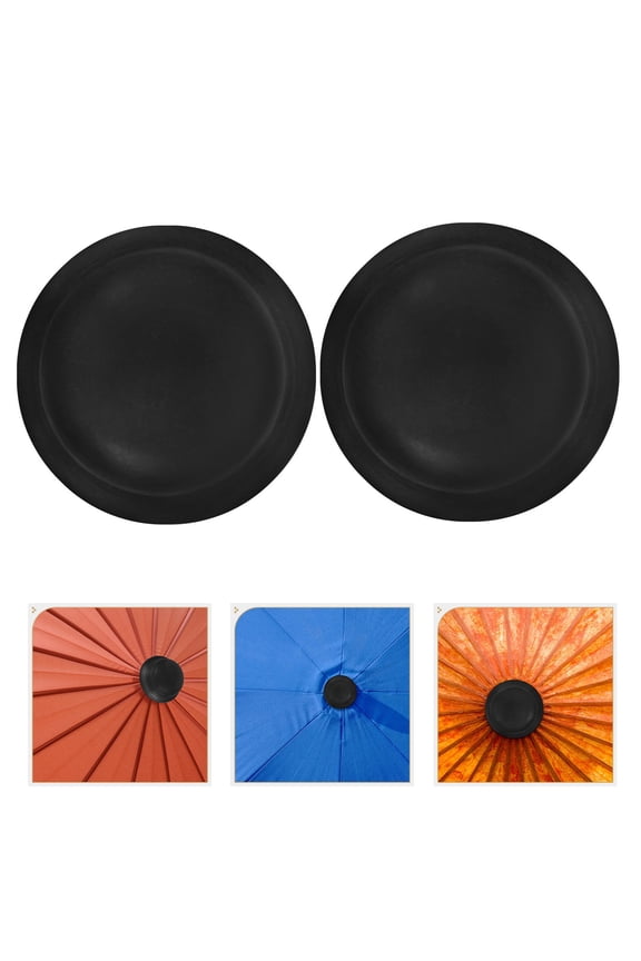 Black Plastic Umbrella Protector Caps 2-Pack Replacement Tips for Broken Umbrella Ends