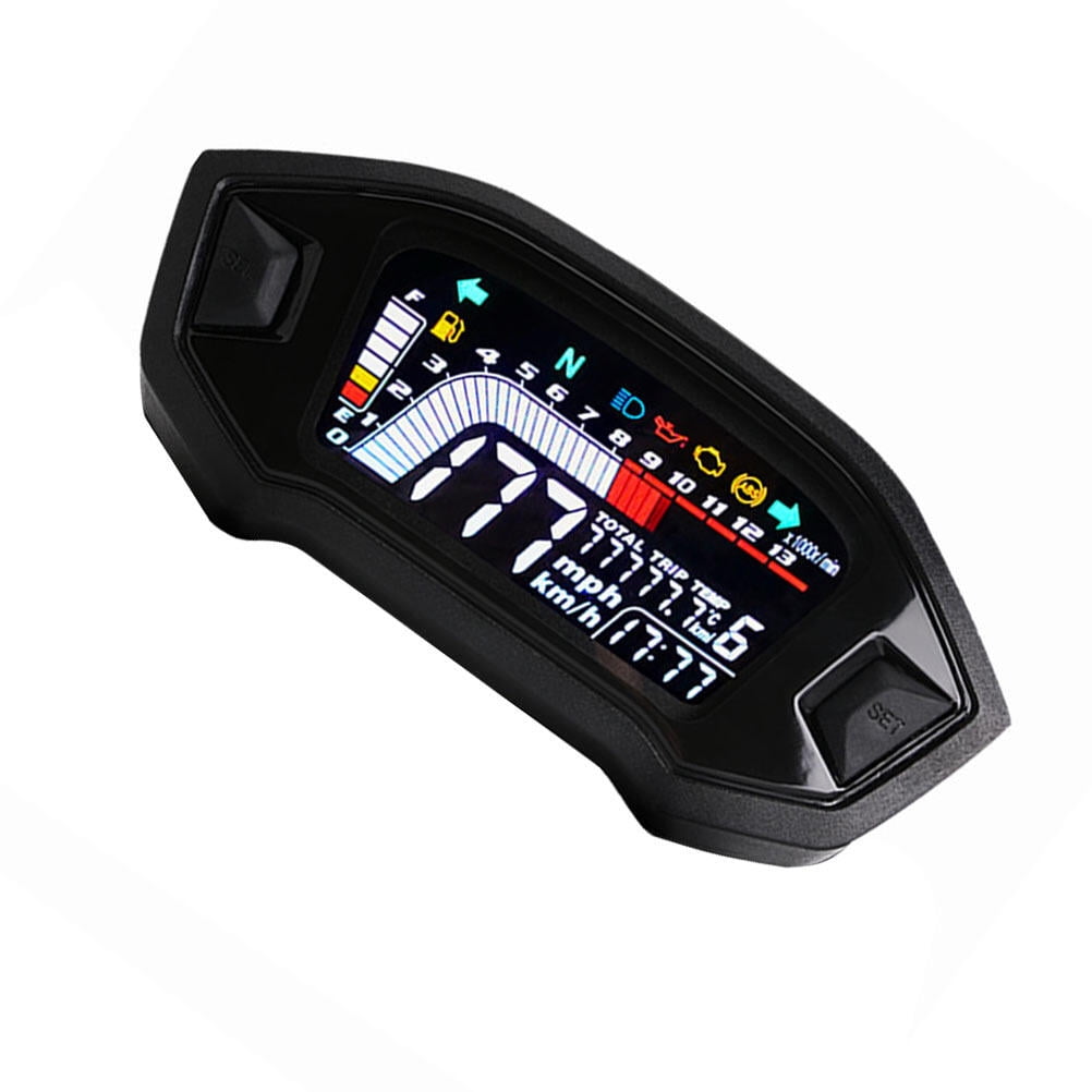 Raindrops 1Pack 7.9x7.1x3.1in Black ABS Motorcycle Tachometer Square LCD Digital Speedometer for Night Driving