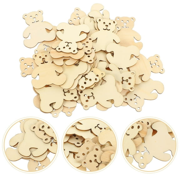 unbranded Unfinished Bear Wood Cutouts 40Pcs for Diy Craft Projects and Holiday Decorations Valentine's Day Christmas