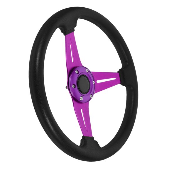Worgeous Violet Steering Wheel for Car Use Crafted from Aluminum Alloy and PU Material Enhancing Grip and Control 1 Piece