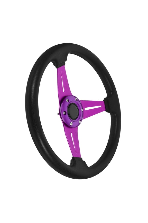 Worgeous Violet Steering Wheel for Car Use Crafted from Aluminum Alloy and PU Material Enhancing Grip and Control 1 Piece