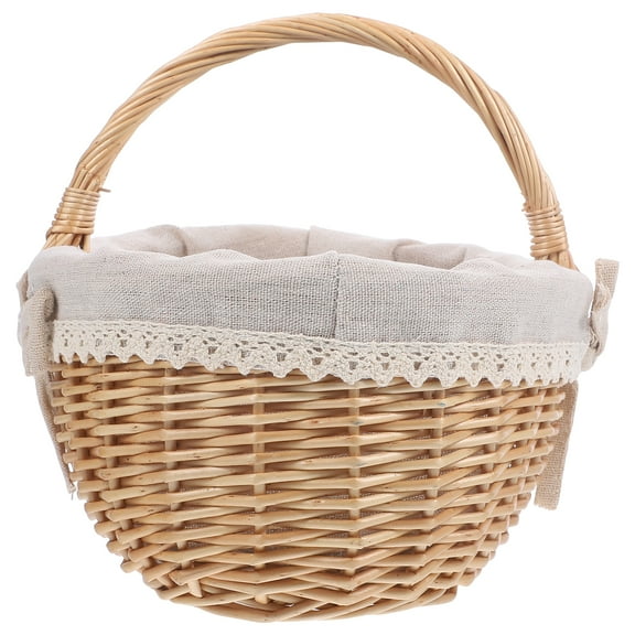 unbranded Vegetable Storage Basket Picking with Handles Seagrass