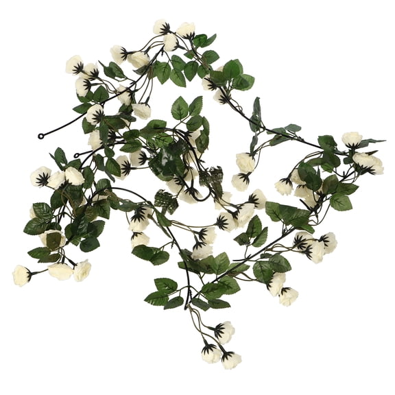 HOOWIFFY Artificial Rose Vine Flower Plant White 1Pc 70.9x4.7x1.2In