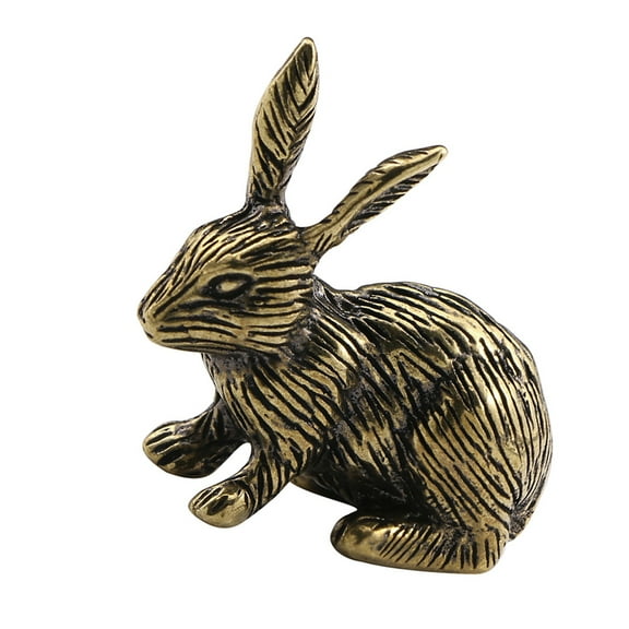 unbranded Vintage Brass Rabbit Figurine Small Bunny Statue Chinese Zodiac Rabbit Miniature Model For Desktop Craft Ornament Table Centerpieces