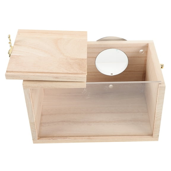 Outdoor Cockatiel Nesting Box Transparent Bird Incubation Box Wooden Parakeet Nesting House