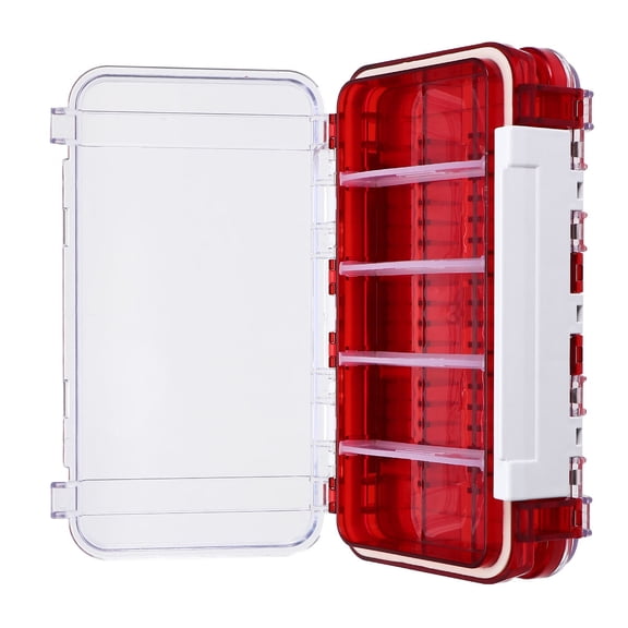 NIYANGLE Portable Double Layer Fishing Tackle Box, Red ABS Outdoor Storage Organizer, 1 Piece