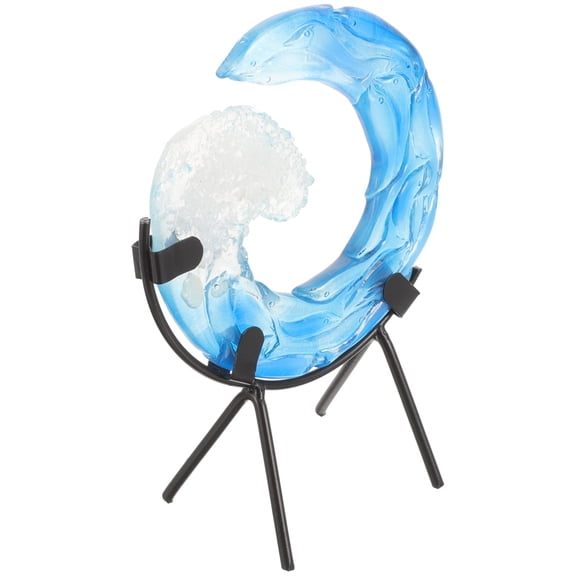 Ocean Wave Sculpture Statue Decorative Desktop Ornament with Stand Handmade