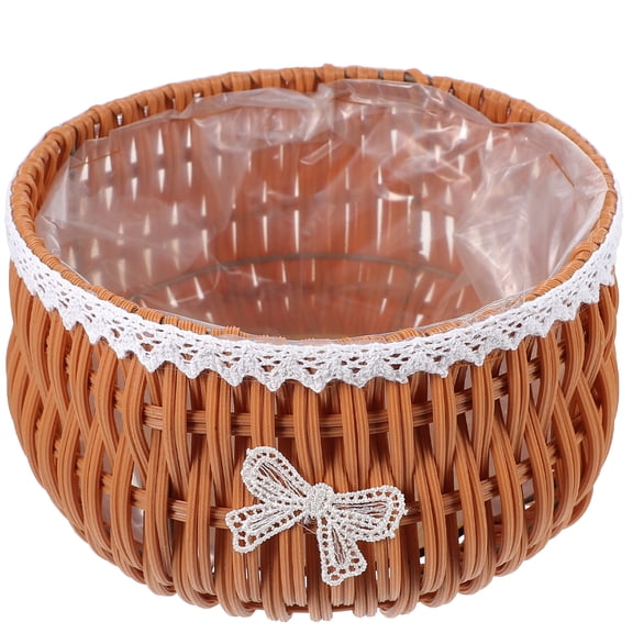 unbranded  Weaving Basket Decorative Flower Woven Baskets for Storage Hamper Brown