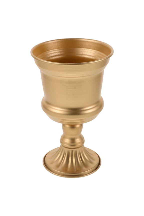 White Urn Planter Gold Pedestal Vase Retro Wrought Iron Flower Pot
