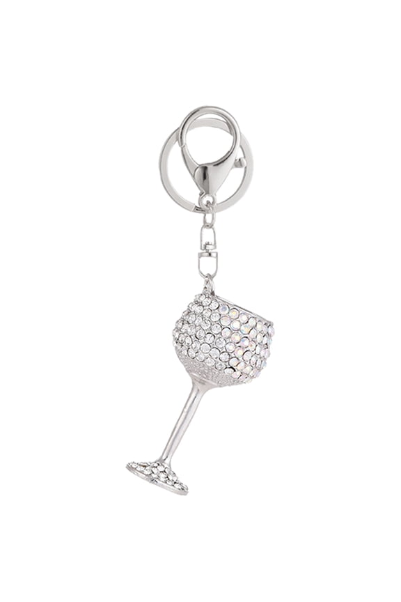 Decorative Bag Pendant Bling Backpack Key Fob Wine Charm Keychain Keychains Lovers Miss Silver