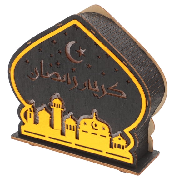 unbranded Wood Night Light Ramadan Decor Eid Mubarak Festival Adorn Black