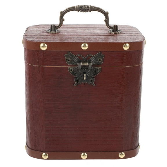 unbranded Wooden Lockable Children's Piggy Bank Financial Box Retro Mother Treasure Bin Chest