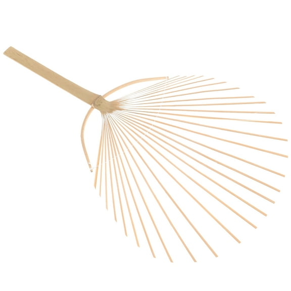 unbranded Wooden Round Fan Ribs DIY Hand Frame Held Foldable Framed Frames Picture Bride Beige