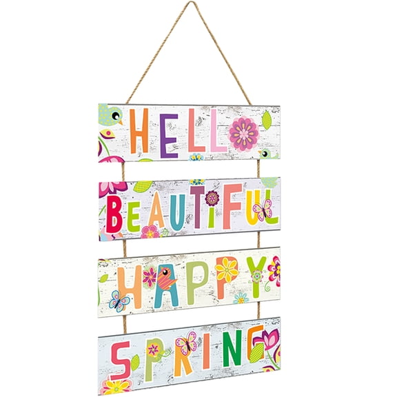 Wooden Spring Wall Sign Decor Hanging Plaque for Garden Yard Seasonal Spring Home Decoration