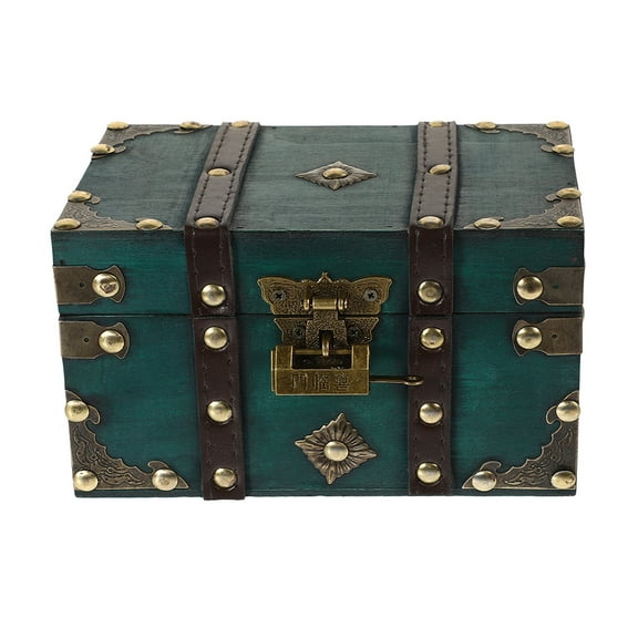 unbranded Wooden Storage Box Keepsake Stash Photo Treasure Chest Crate Dark Green