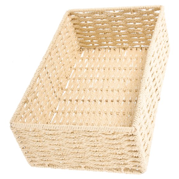 unbranded Woven Storage Organizer Stackable Wicker Basket with Lid Three Cube Beige