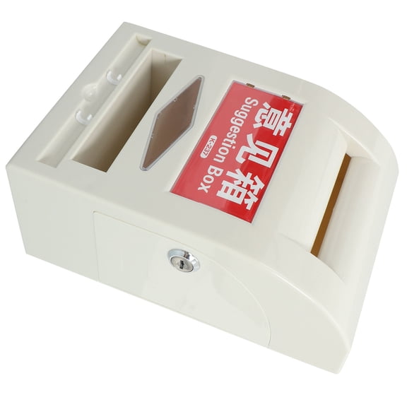 OUNONA White Lockable Donation Box with Key, Secure Outdoor Suggestion and Tip Box for Votes, Donations, and Feedback