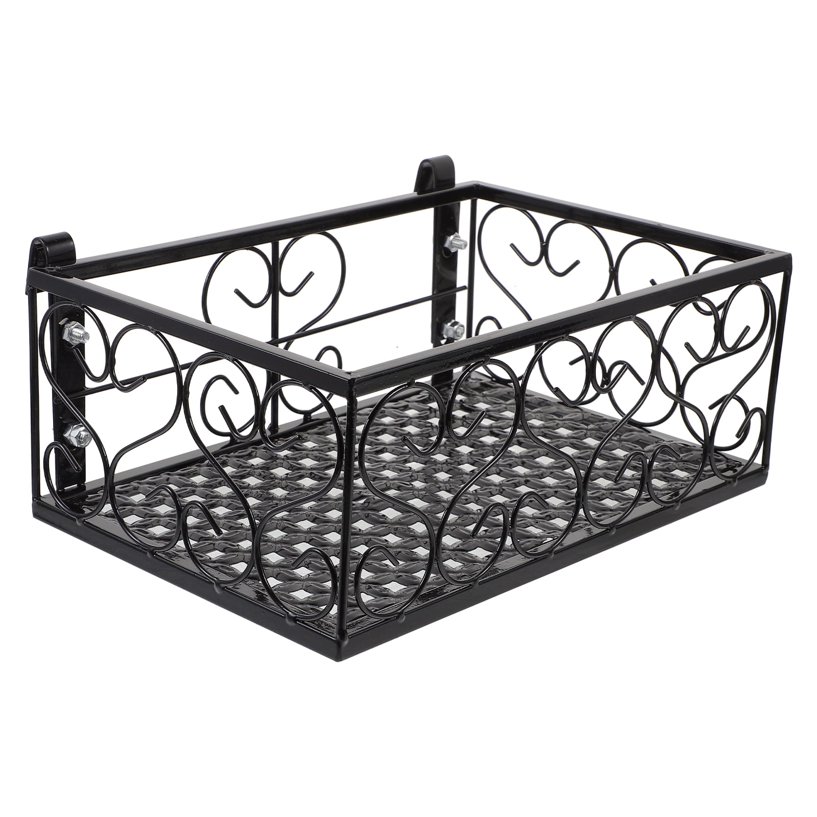 Black Iron Hanging Basket Planter for Fence Railing