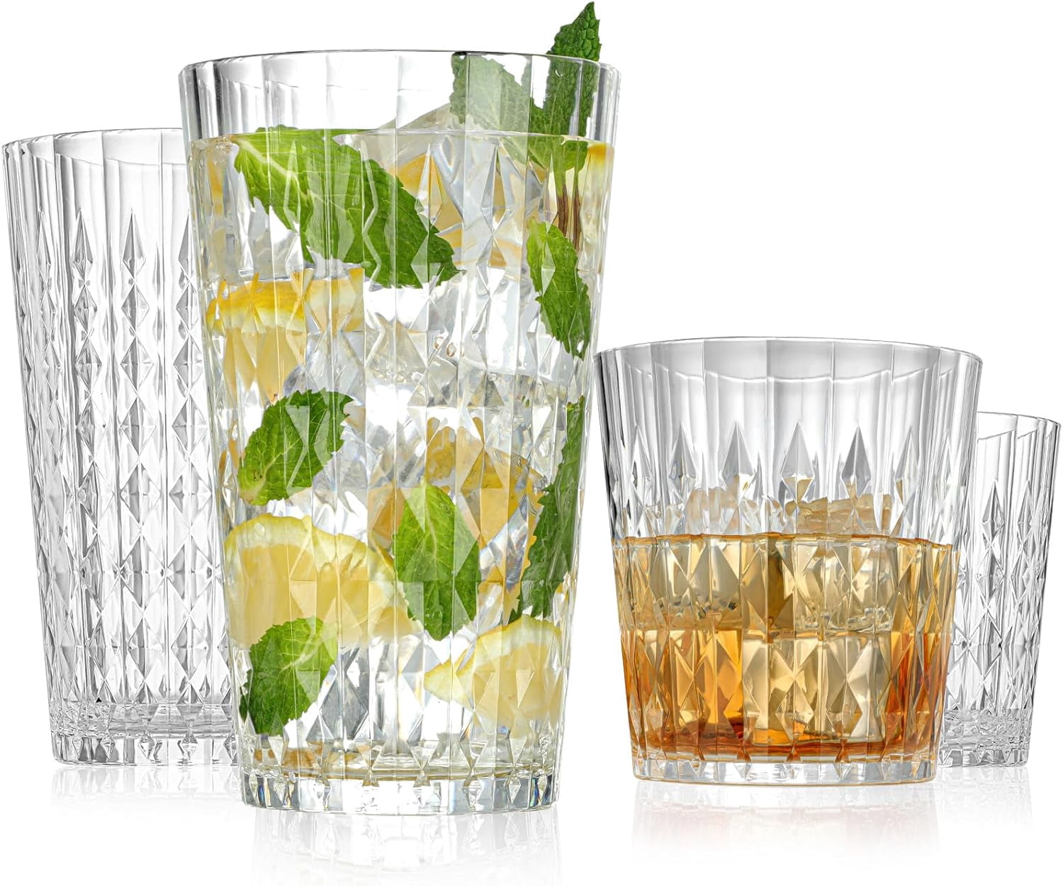 **unbreakable plastic drinking glasses, set of 4, 14oz and 19oz - bondi ...