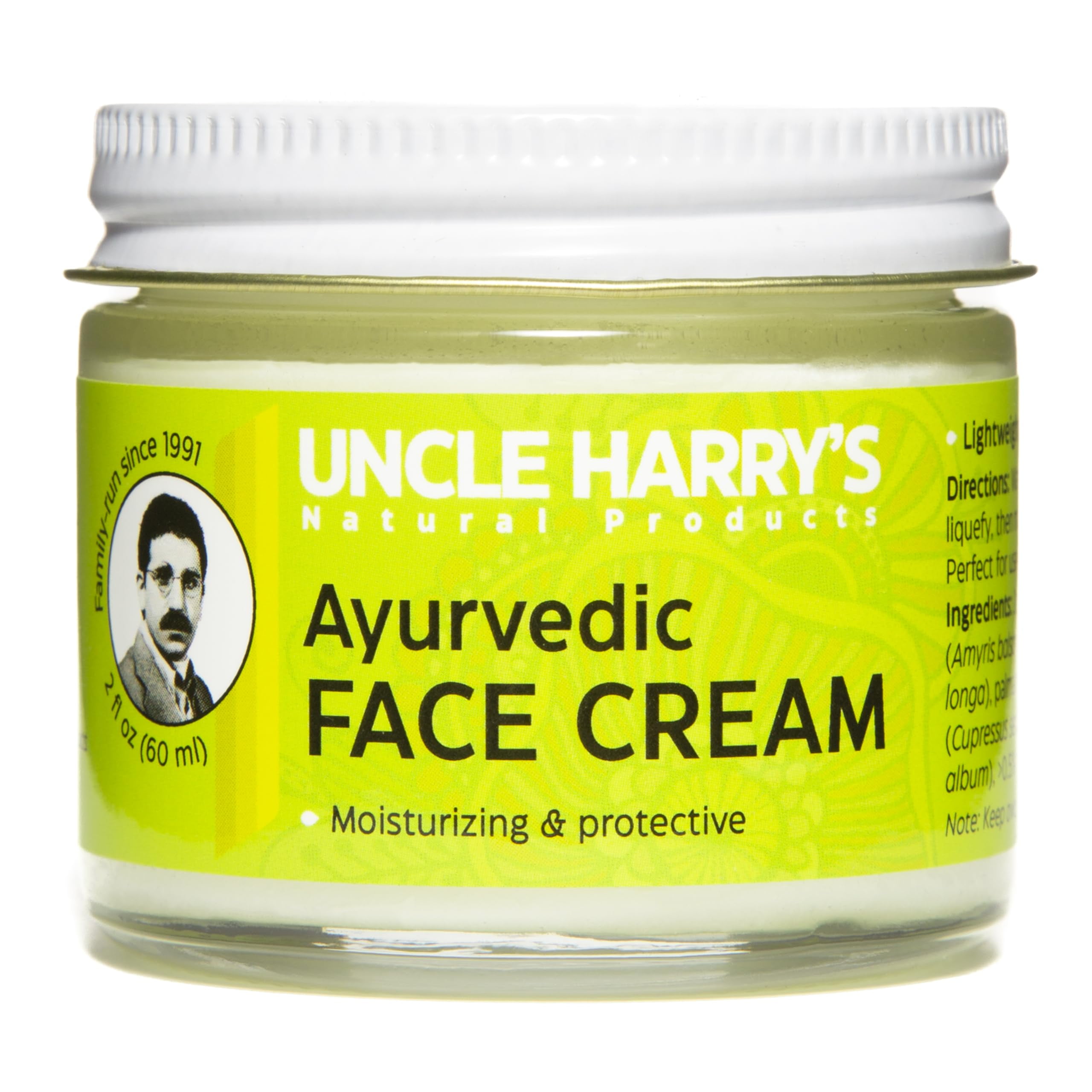 uncle harry's ayurvedic face cream (2 oz glass jar)