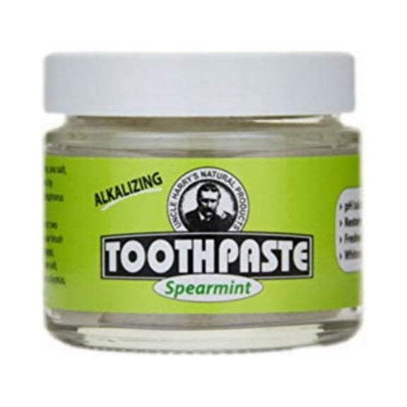 uncle harry's natural & fluoride-free remineralizing toothpaste - freshens breath & strengthens enamel - spearmint (3 oz. jar)