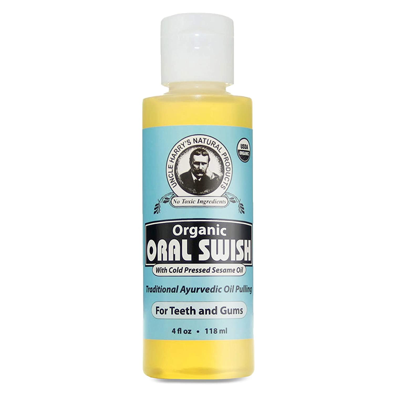 uncle harry's oral swish oil pulling for treatment teeth & gums (4 fl oz)