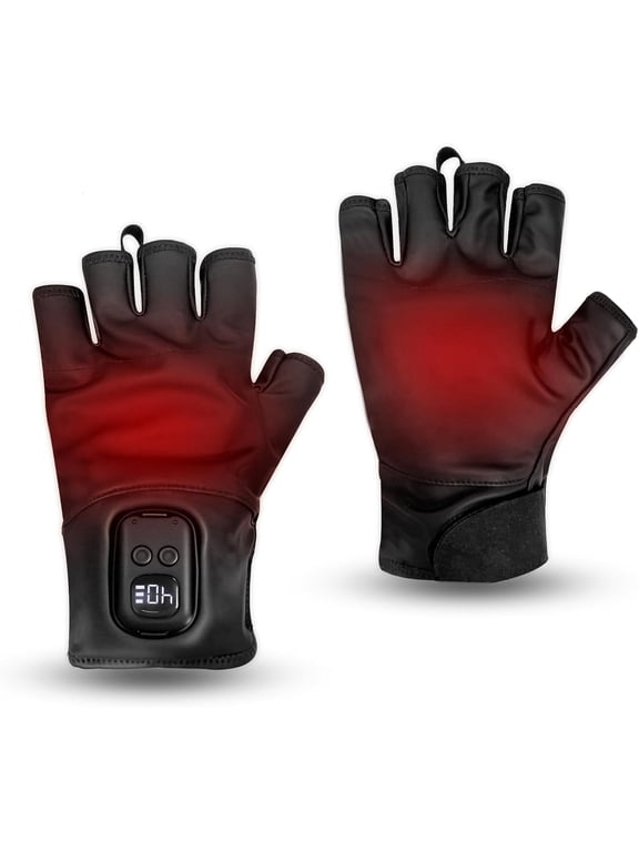 Heated Fingerless Gloves 3000mAh Rechargeable Battery Auto Shut-off Heating Gloves for Men and Women