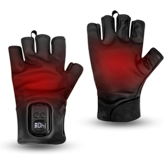 uncn Heated Fingerless Gloves 3000mAh Rechargeable Battery, Auto Shut-Off Electrical Heated Gloves for Men and Wowen