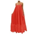 thumbnail image 1 of under 10.00 LYXSSBYX Summer Dresses for Women Plus Size Sleeveless Women Fashion Casual Solid Strap Dress Pocket Loose Backless Big Swing Dress, 1 of 1