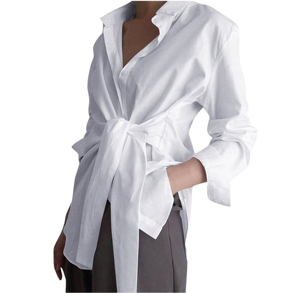 under 10.00 LYXSSBYX Women Long Sleeve Tops Fashion Women Solid Color Long Sleeve Comfortable Breathable V-Neck Shirt Tops