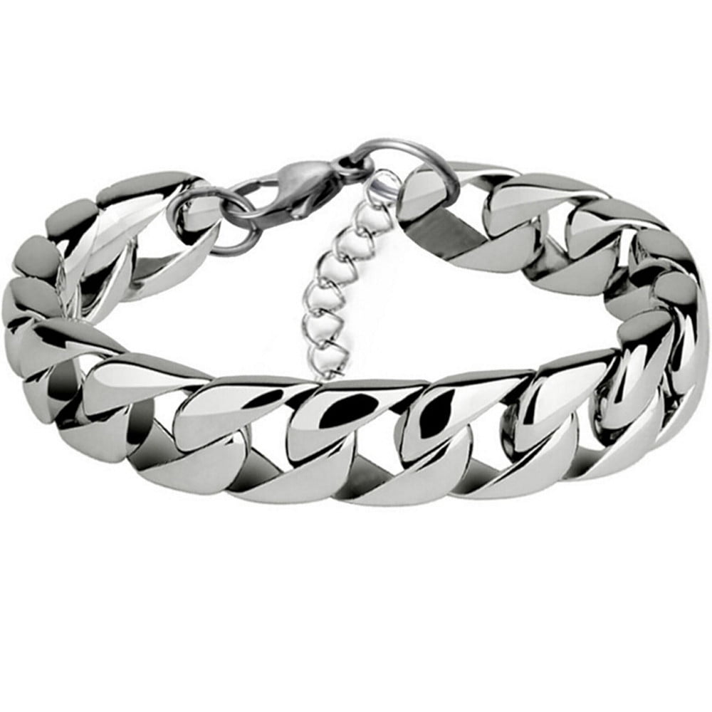 under $10 Cotonie Stainless Steel 3.2mm Men Flat Bracelet Titanium Steel Hand Jewelry Gift Silver