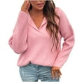 thumbnail image 1 of under $5 JINMGG 2023 Fall Winter Plus Size Sweaters for Women ,Women Casual Soild Long Sleeve Knit Pullover V-neck Sweater Coat, 1 of 5