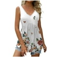 thumbnail image 1 of under $5 JINMGG Fashion Women's Summer V-Neck Sleeveless Print Casual Tank Top Blouse White L, 1 of 7