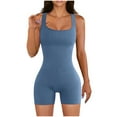 thumbnail image 1 of under $5 JINMGG Shorts for Women $5 Spring and Summer Solid Tight Waistband Sleeveless Square Neck Short Jumpsuit Blue M, 1 of 7